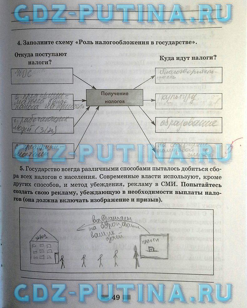 гдз 8  класс Рабочая тетрадь страница 49 Обществознание Митькин А.С. к учебнику Боголюбова Л.Н., Ивановой Л.Ф.