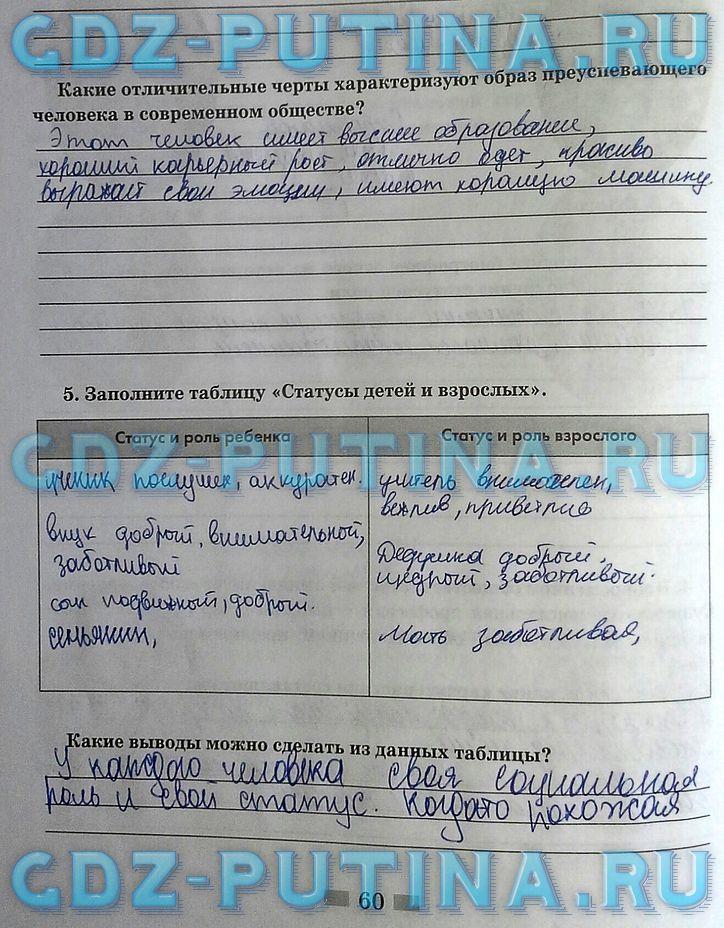 гдз 8  класс Рабочая тетрадь страница 60 Обществознание Митькин А.С. к учебнику Боголюбова Л.Н., Ивановой Л.Ф.