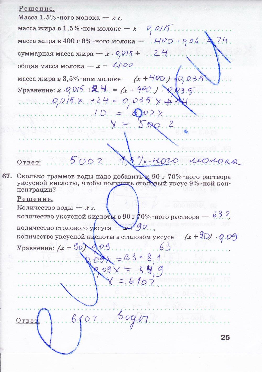 гдз 8 класс Рабочая тетрадь: часть 1, 2 страница 25 Алгебра Минаева С.С., Рослова Л.О.