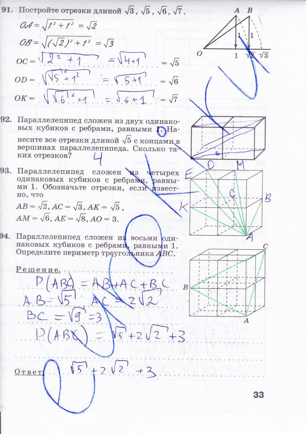 гдз 8 класс Рабочая тетрадь: часть 1, 2 страница 33 Алгебра Минаева С.С., Рослова Л.О.