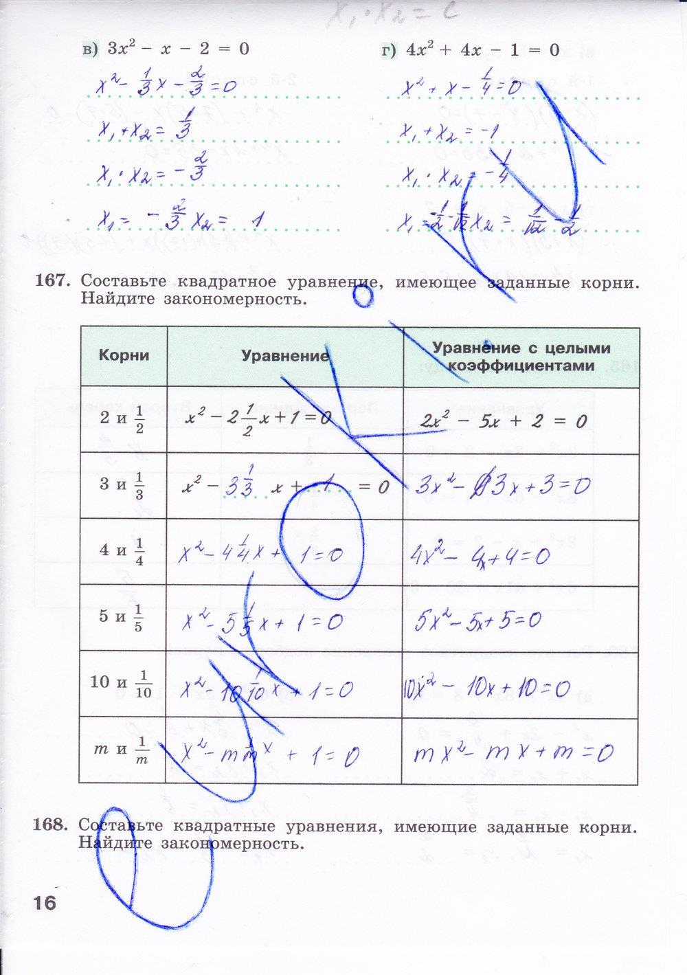 гдз 8 класс Рабочая тетрадь часть: 2 страница 16 Алгебра Минаева С.С., Рослова Л.О.