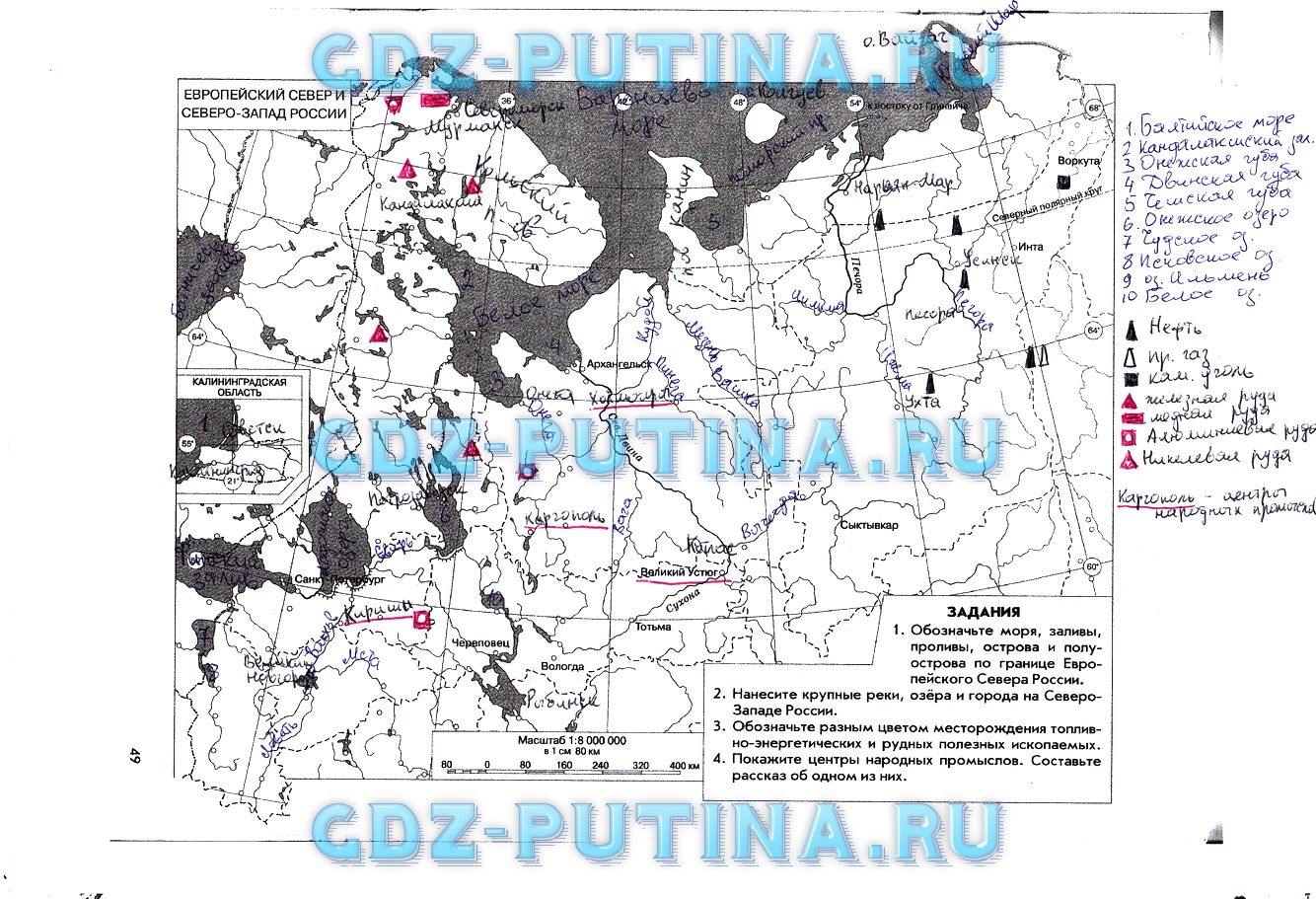 гдз 8 класс Рабочая тетрадь География страница 49 География Сиротин В.И., Курчина С.В.