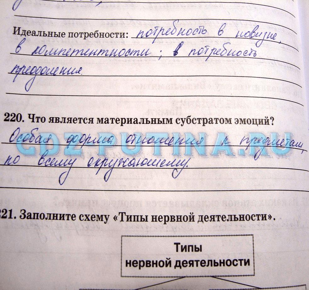 гдз 8 класс Рабочая тетрадь   задание 220 Биология Сонин Н.И., Агафонова И.Б.