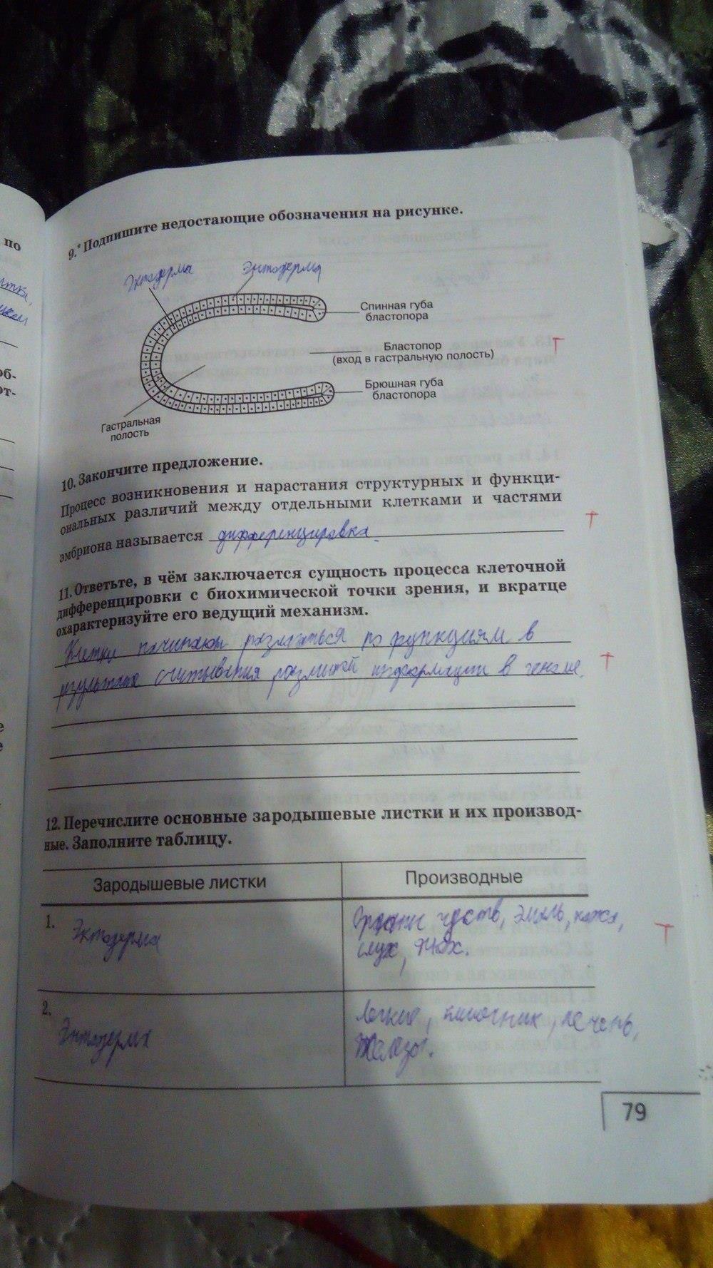гдз 9 класс Рабочая тетрадь    задание 79 Биология Мамонтов С.Г., Захаров В.Б.